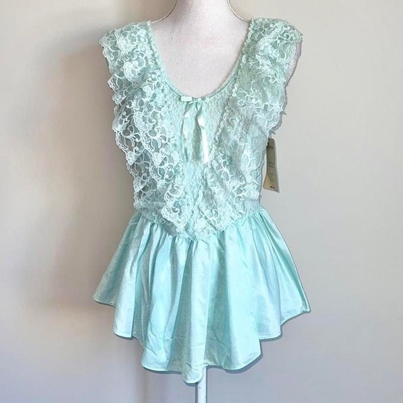 Vintage Pastel Aqua Cinema Etoile Mini Babydoll Top